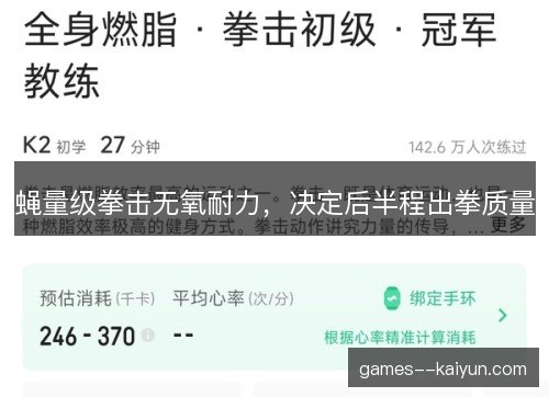 蝇量级拳击无氧耐力，决定后半程出拳质量